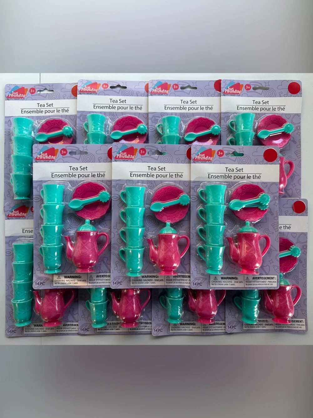 Kids’ Tea Set Party Favors in Pink and Teal – Mini Just Pretending Play Qty 11